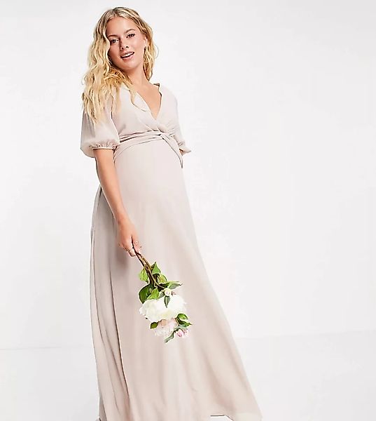 TFNC Maternity – Bridesmaid – Maxikleid mit Wickeldesign an der Vorderseite günstig online kaufen