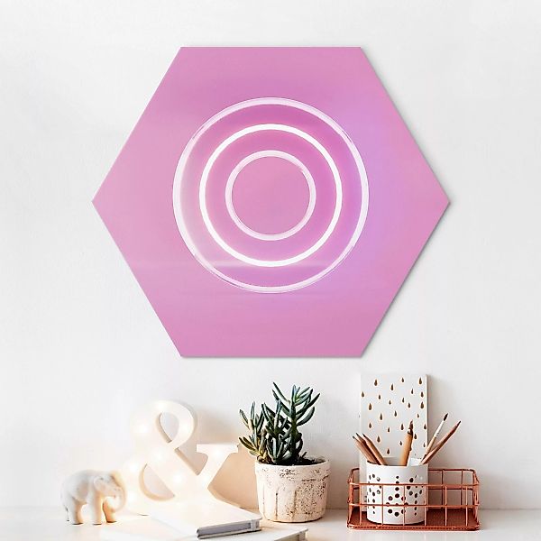 Hexagon-Alu-Dibond Bild Neon Gamer Symbol Kreis günstig online kaufen