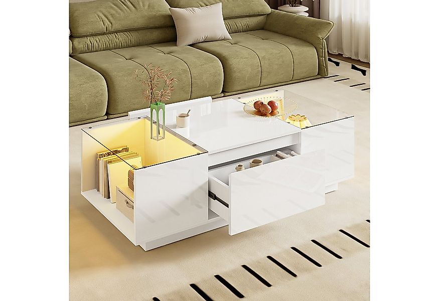 KLAM HOME Couchtisch 105 cm moderner, minimalistischer Couchtisch mit Staur günstig online kaufen