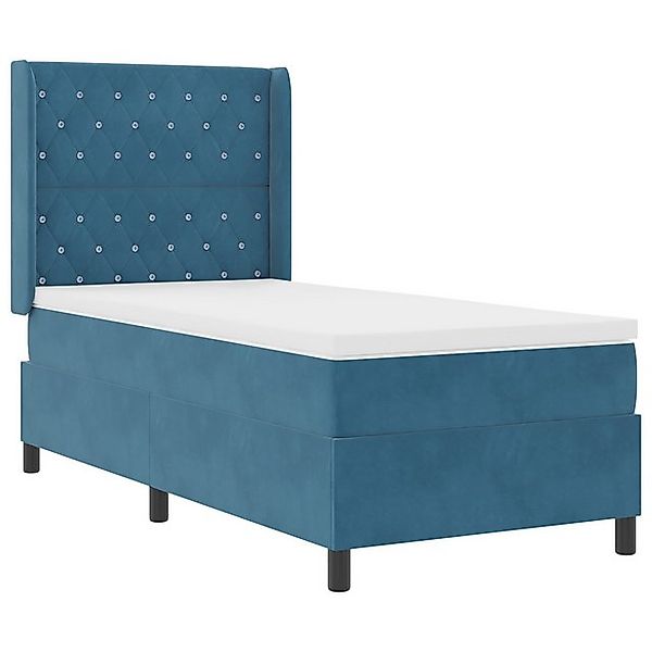 vidaXL Bett Boxspringbett mit Matratze Dunkelblau 100x200 cm Samt (1-tlg) günstig online kaufen