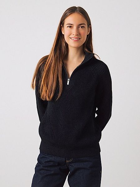 HONEST BASICS Strickpullover Half-Zip aus OCS und GRS zertifizierter Bio-Ba günstig online kaufen