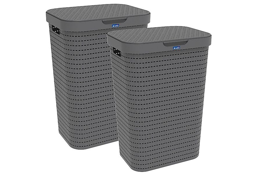 ROTHO Wäschekorb Country 2er-Set Wäschesammler 55l mit Deckel, Kunststoff ( günstig online kaufen