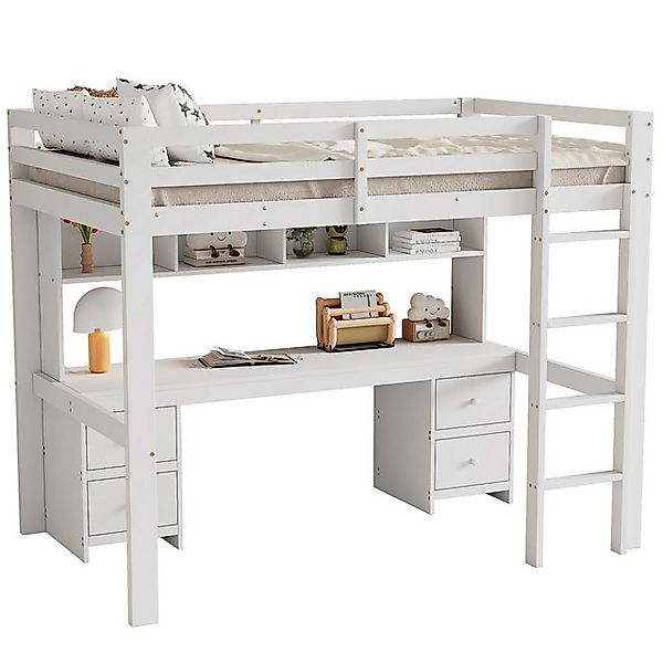 Gotagee Hochbett Kinderbett Gästebett Treppe Jugendbett Stauraum 90x200cm günstig online kaufen