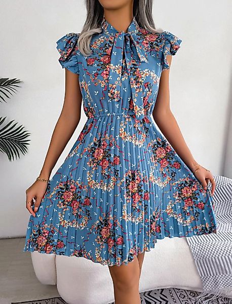 BlauWave Druckkleid Damen Sommerkleid,plissierter Blumen kleider (1-tlg., R günstig online kaufen