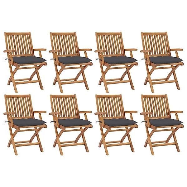 vidaXL Klappbare Gartenstühle mit Kissen 8 Stk Massivholz Teak 3072792 günstig online kaufen