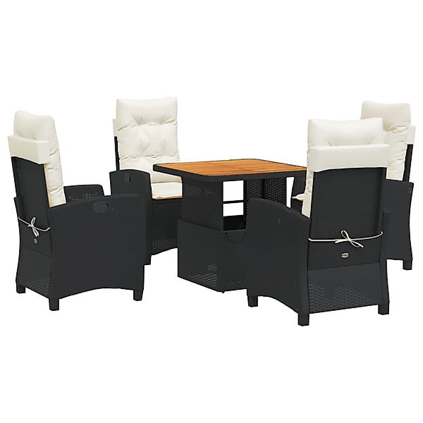 vidaXL 5-Tlg Garten-Essgruppe mit Kissen Schwarz Poly Rattan 3277374 günstig online kaufen