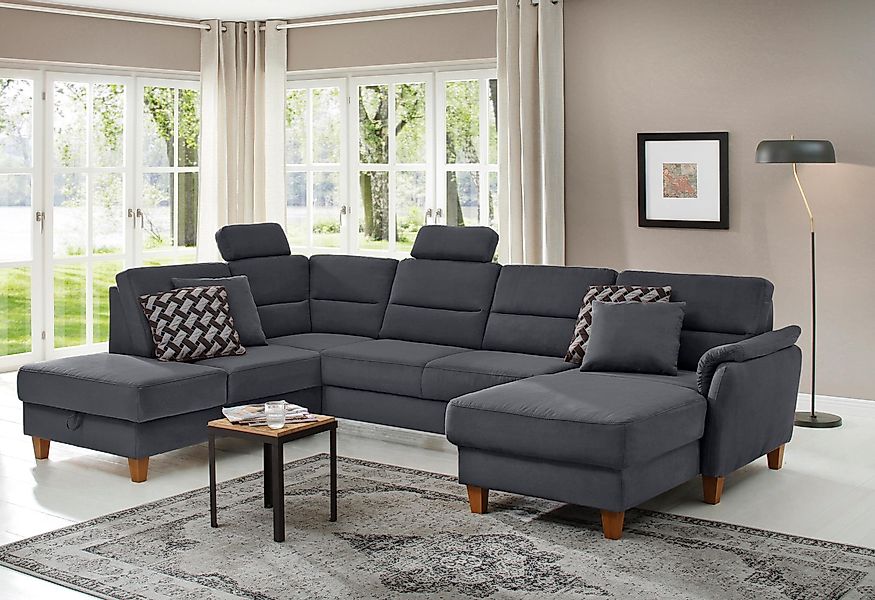 Home affaire Wohnlandschaft "Palmera U-Form, B: 308 cm" optional Bettfunkti günstig online kaufen