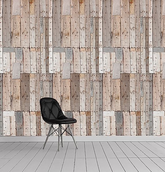 queence Vinyltapete »Brosta«, bedruckt-Motiv-gemustert-Holz-Retro, 90x250cm günstig online kaufen