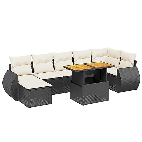 vidaXL 8-Tlg Garten-Sofagarnitur mit Kissen Schwarz Poly Rattan 3275821 günstig online kaufen
