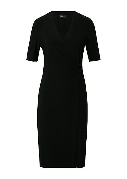 s.Oliver BLACK LABEL Etuikleid – Kurzarmkleid mit V-Ausschnitt und Ring-Det günstig online kaufen