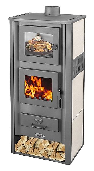 Blist Kaminofen mit Backfach Weiß Holzofen günstig online kaufen