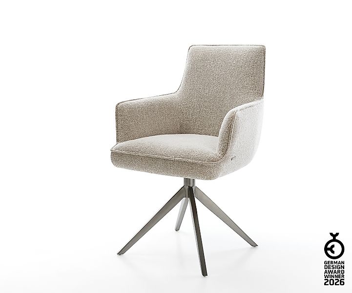 Drehstuhl Heira-Flex mit Armlehnen Webstoff Soft Beige Kreuzgestell breit G günstig online kaufen
