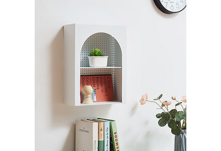 en.casa Wandregal, »Jäller« Metall 40 x 30 x 13 cm Weiß günstig online kaufen