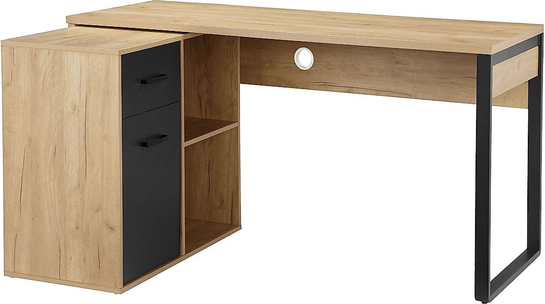 Places of Style Eckschreibtisch Moid, Computertisch, Kabeldurchlass, mit Re günstig online kaufen