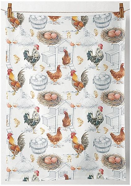 Ambiente® Geschirrtuch Chicken farm, (2-tlg., 2-teilig), Geschirrtücher ca. günstig online kaufen