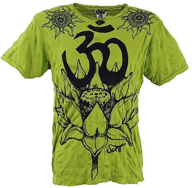 Guru-Shop T-Shirt Sure Herren T-Shirt Lotus OM - lemon Goa Style, Festival, günstig online kaufen