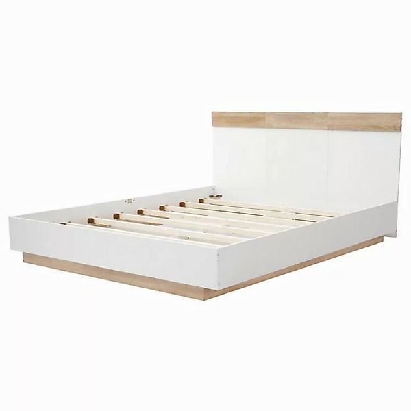 DOPWii Holzbett Doppelbett,Holzbett Schwebebett,Flachbett mit Kopfteil,Bett günstig online kaufen