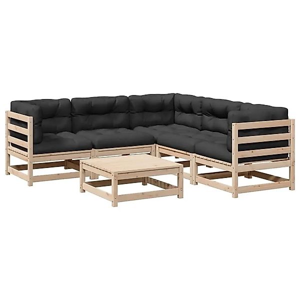 vidaXL 6-Tlg Garten-Sofagarnitur mit Kissen Massivholz Kiefer 3299445 günstig online kaufen