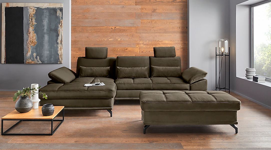 PLACES OF STYLE Ecksofa "Costello L-Form, B: 301 cm mit Sitztiefen-, Armtei günstig online kaufen