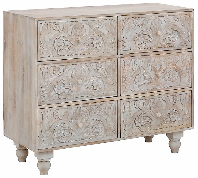 Home affaire Kommode "Lavin Sideboard", Mangoholz, mit dekorativen Schnitze günstig online kaufen