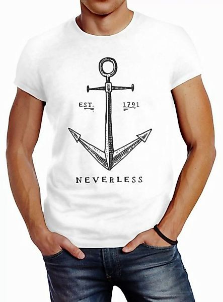 Neverless Print-Shirt Herren T-Shirt Anker Slim Fit Neverless® mit Print günstig online kaufen