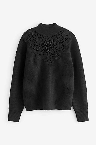 Next Stehkragenpullover Pullover mit Häkelbesatz und Verzierung (1-tlg) günstig online kaufen