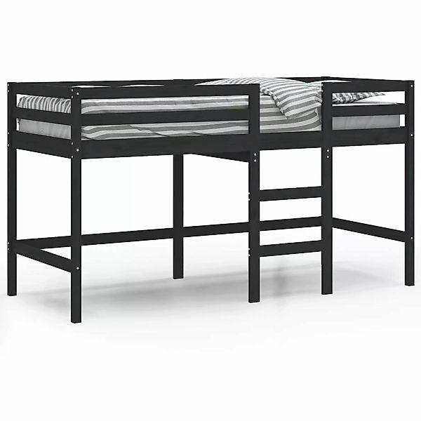 vidaXL Kinderhochbett mit Leiter Schwarz 80x200 cm Massivholz Kiefer1908076 günstig online kaufen