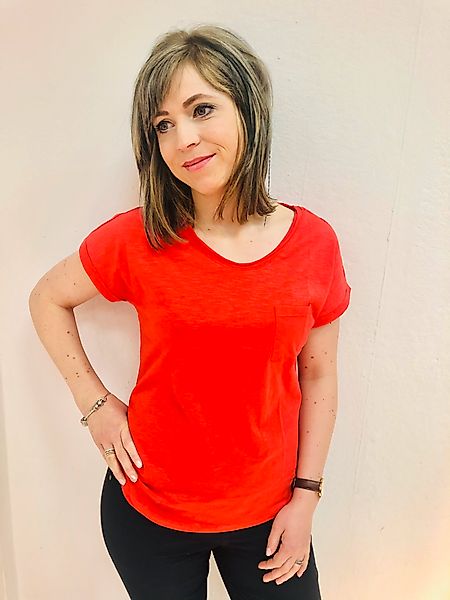 Basic Damenshirt Lilie rot günstig online kaufen