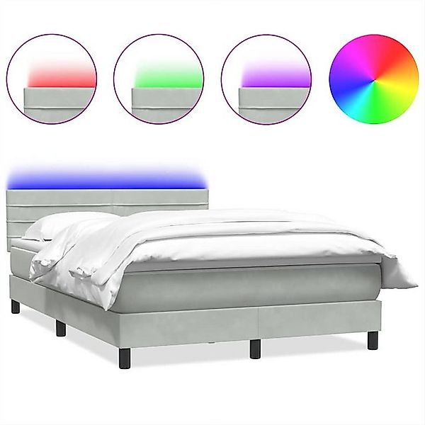 vidaXL Boxspringbett, Boxspringbett mit Matratze Hellgrau 140x220 cm Samt günstig online kaufen