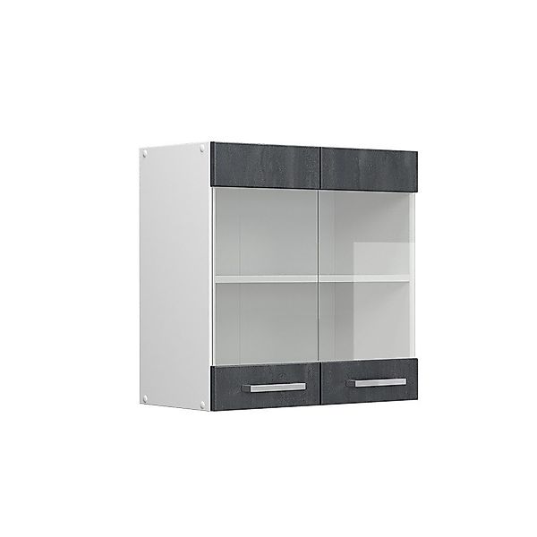 Vicco Glashängeschrank R-Line, Schwarz Beton/Weiß, 60 günstig online kaufen