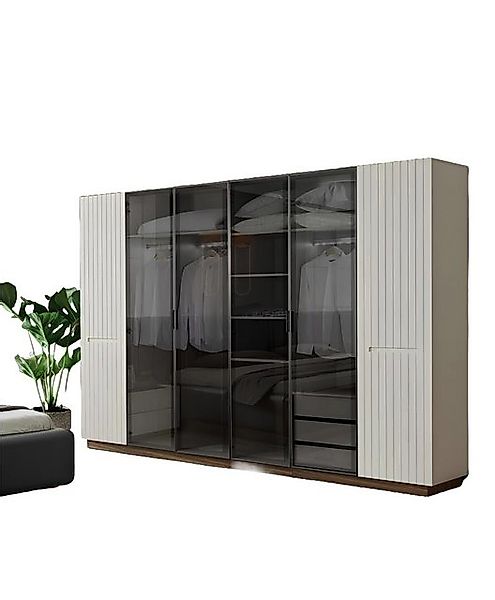 Xlmoebel Kleiderschrank Moderne Glas-Schlafzimmerschränke mit stilvollem De günstig online kaufen