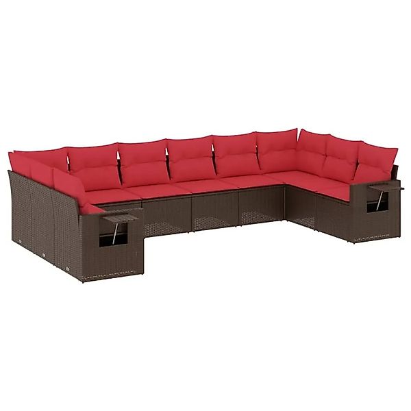 vidaXL 10-Tlg Gartensofa-Set mit Kissen Braun Polyrattan 3220673 günstig online kaufen