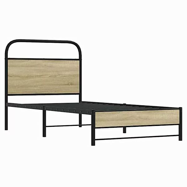 vidaXL Bett Bettgestell ohne Matratze 75x190 cm Sonoma-Eiche Holzwerkstoff günstig online kaufen