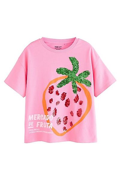 Next Paillettenshirt Oversized Fit T-Shirt mit Pailletten, Blumengrafik (1- günstig online kaufen