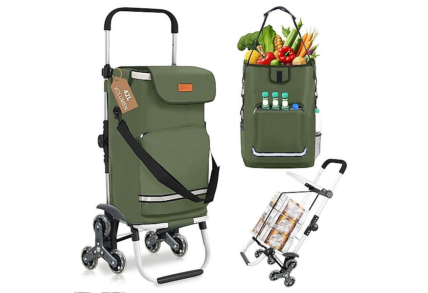 Sekey Einkaufstrolley Klappbarer Einkaufswagen mit Kühlfach, Treppensteiger günstig online kaufen