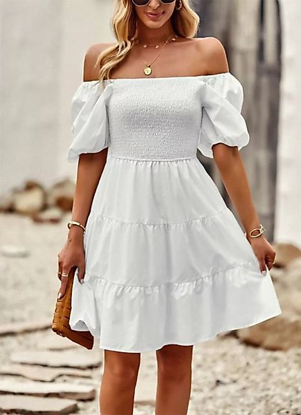 RUZU UG Dirndl Kurzärmliges A-Linien-Kleid mit quadratischem Ausschnitt (1- günstig online kaufen