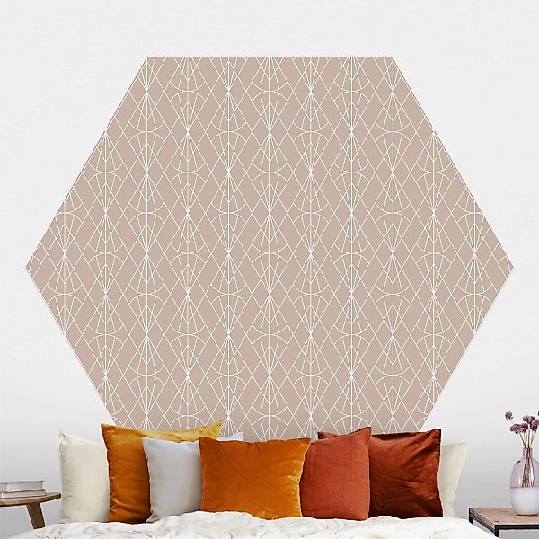 Hexagon Mustertapete selbstklebend Art Deco Diamant Muster vor Beige XXL günstig online kaufen