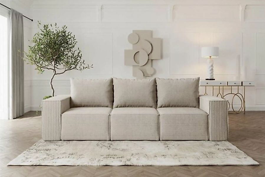 Fun Möbel 3-Sitzer Sofa Designersofa ESTELLE 3-Sitzer mit Schlaffunktion in günstig online kaufen