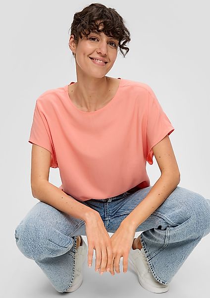 QS Kurzarmbluse Oversized Viskose-Bluse mit verlängertem günstig online kaufen