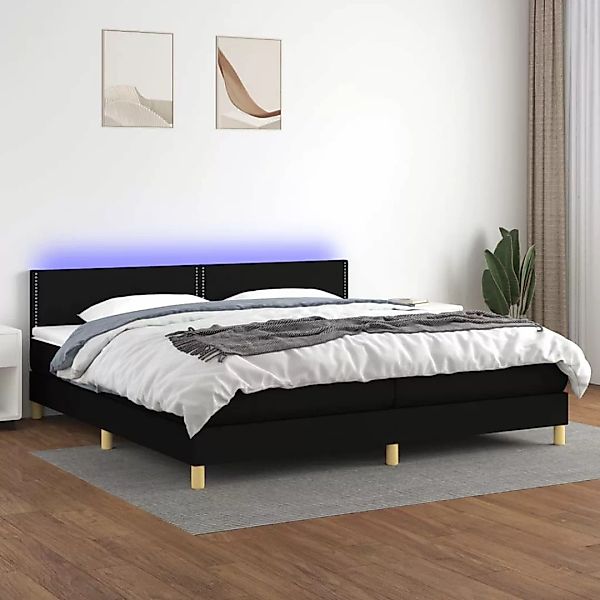 Vidaxl Boxspringbett Mit Matratze & Led Schwarz 200x200 Cm Stoff günstig online kaufen