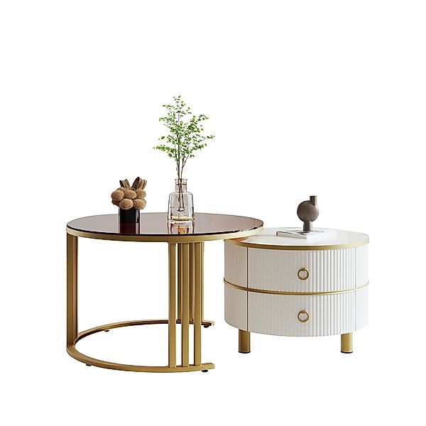 Ulife Couchtisch 2-in-1 runder Beistelltisch mit günstig online kaufen