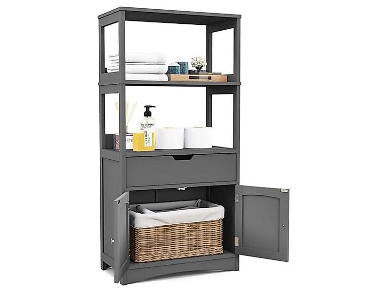 COSTWAY Mehrzweckschrank Bücherschrank mit Türen & 3 Regalen & Schublade günstig online kaufen