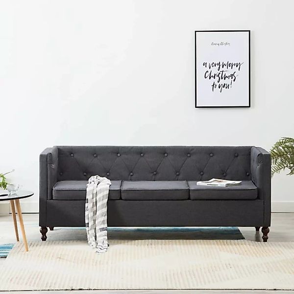 3-sitzer Chesterfield-sofa Stoffpolsterung Dunkelgrau günstig online kaufen