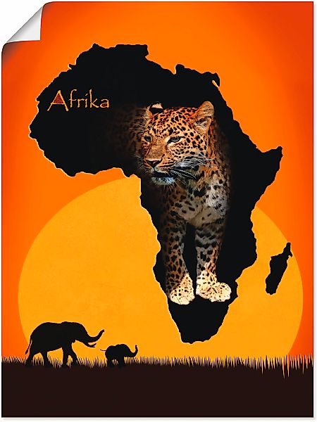 Artland Wandbild "Afrika der schwarze Kontinent", Wildtiere, (1 St.), als L günstig online kaufen