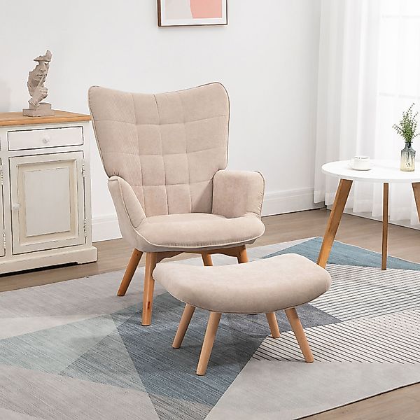 HOMCOM Relaxsessel Loungesessel mit Hocker, Armlehnstuhl günstig online kaufen