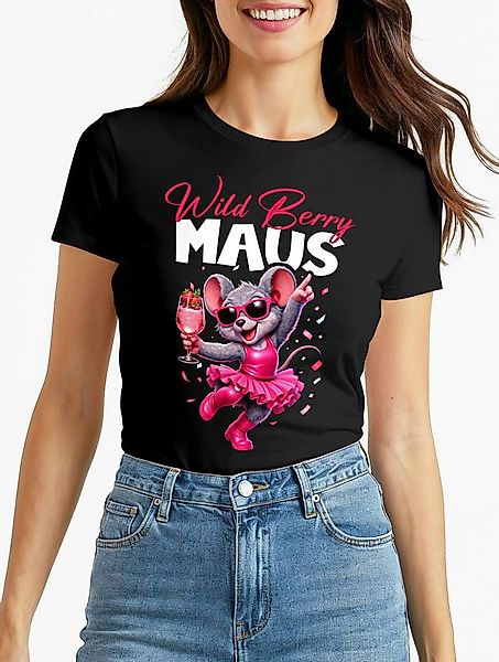 MoonWorks Print-Shirt Damen T-Shirt - Wild Berry Maus- Fasching Karneval Er günstig online kaufen