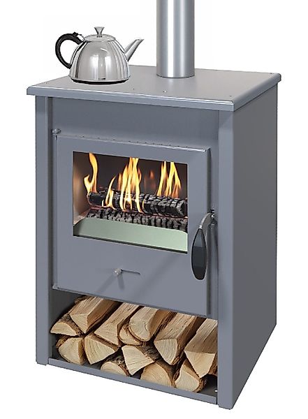 ECOfoxx Kaminofen LUNA grau, 9,70 kW günstig online kaufen