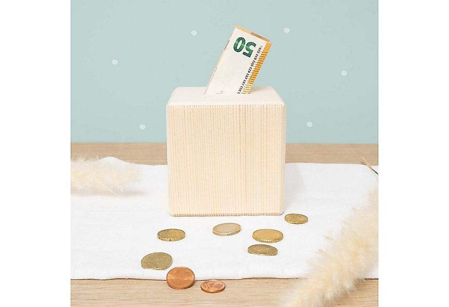 hellomini Spardose Spardose Holz Würfel Blanko, (1-tlg), Aus Kiefernholz, N günstig online kaufen