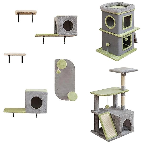 Costway Katzentreppe Katzenmöbel 7 PCS Kletterwand Katzen Grau günstig online kaufen