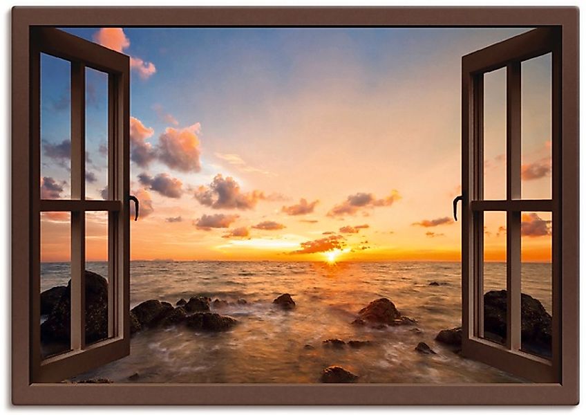 Artland Wandbild »Fensterblick Sonnenuntergang am Meer« Fensterblick 1 Stk. günstig online kaufen